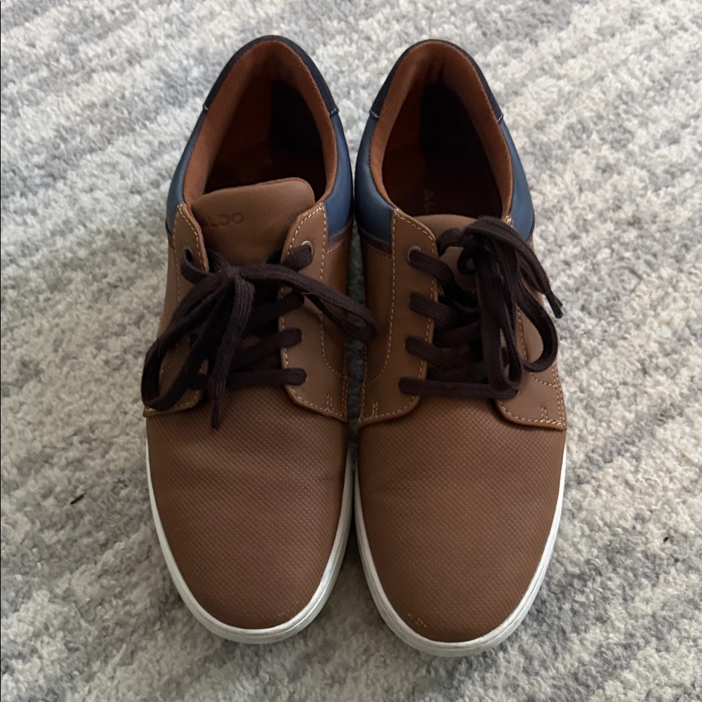 Aldo Brown and Navy Low-Top Lace-Up Sneakers
